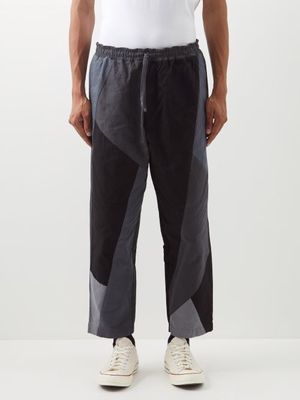 YMC - Alva Patchwork Cotton Trousers - Mens - Black Grey