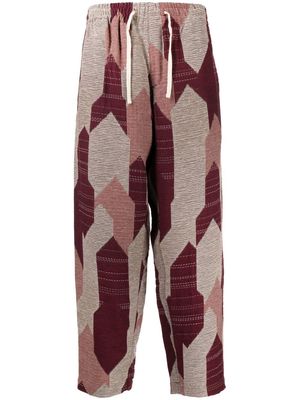 YMC Alva Skate abstract-pattern cropped trousers - Red
