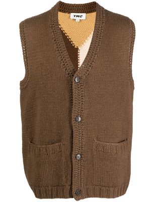 YMC Appalachian sleeveless cardigan - Brown
