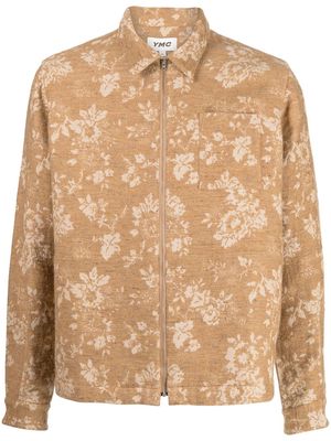 YMC Bowie floral-pattern shirt jacket - Brown
