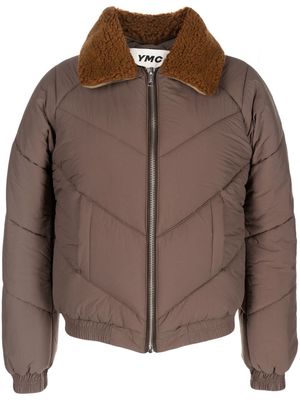 YMC contrasting-collar puffer jacket - Brown
