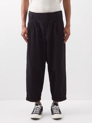 YMC - Creole Pleated Cotton-twill Peg Trousers - Mens - Black