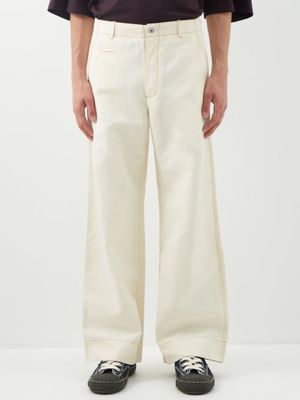 YMC - Deck Cotton-blend Wide-leg Trousers - Mens - Cream