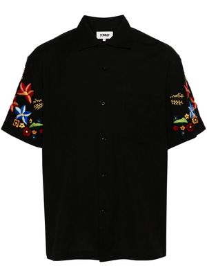 YMC Idris floral-embroidered shirt - Black