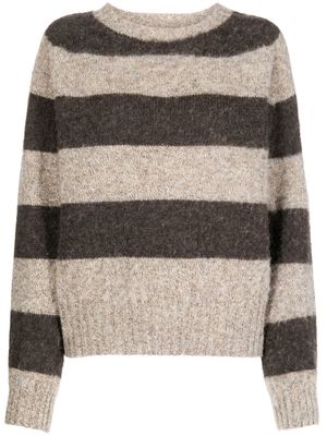YMC Jets stripe-print knit jumper - Brown