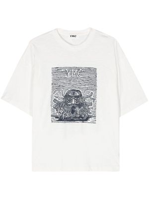 YMC logo-print organic cotton T-shirt - White