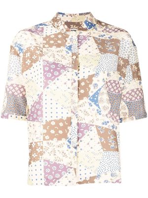 YMC patchwork short-sleeve shirt - Neutrals