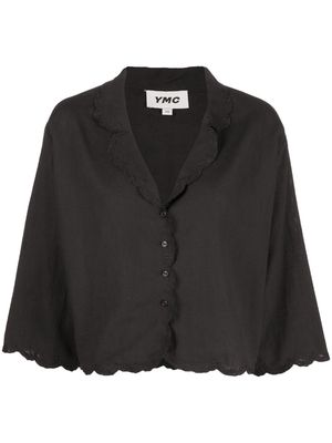 YMC scallop-hem cropped blouse - Black