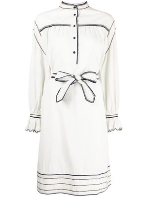 YMC seam-detailing belted dress - White