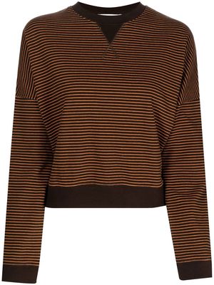 YMC stripe-print design sweatshirt - Brown