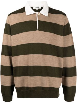YMC stripe-print merino wool jumper - Brown