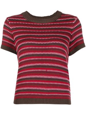 YMC striped crewneck knitted top - Red