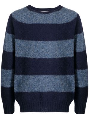 YMC Suedehead striped ribbed-knit jumper - Blue