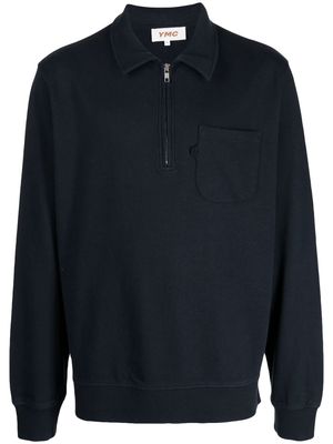 YMC Sugden half-zip fastening polo shirt - Blue