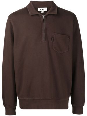 YMC Sugden quarter-zip sweatshirt - Brown