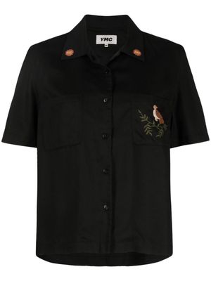 YMC Vegas floral-embroidery shirt - Black