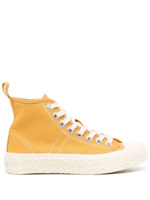 YMC Vulcanised decorative-stitching high-top sneakers - Yellow