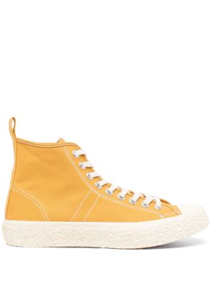 YMC Vulcanised textured-sole high-top sneakers - Yellow