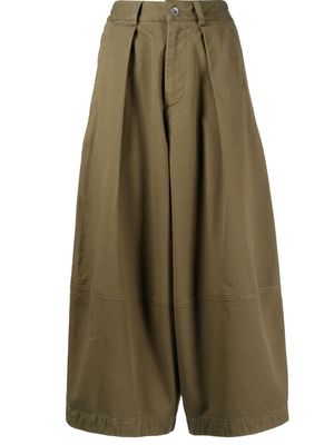 YMC wide-leg cropped trousers - Green