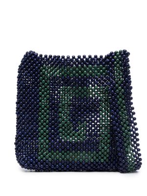 YMC wooden bead shoulder bag - Blue