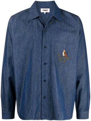 YMC Wray embroidered denim shirt - Blue