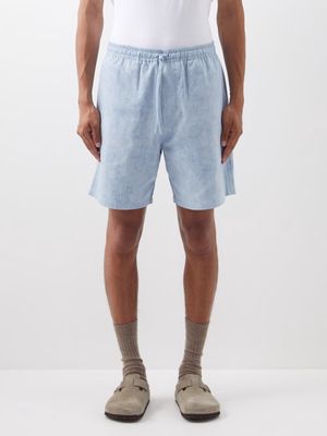 YMC - Z Drawstring Fade-washed Cotton Shorts - Mens - Blue