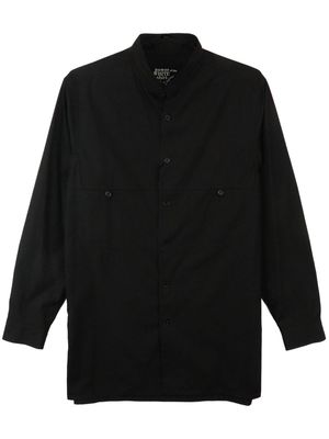 Yohji Yamamoto A-Panel band-collar cotton shirt - Black