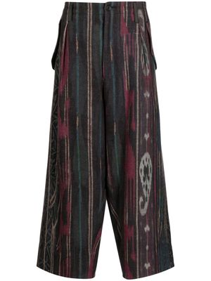 Yohji Yamamoto abstract-pattern wool blend trousers - Multicolour