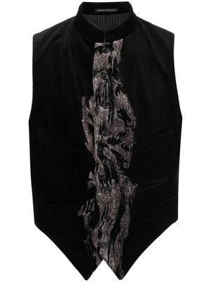 Yohji Yamamoto abstract print cotton vest - Black