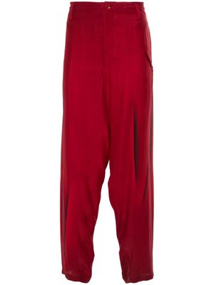 Yohji Yamamoto abstract-print silk trousers - Red