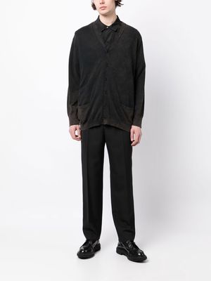 Yohji Yamamoto acid-wash button-up cardigan - Black