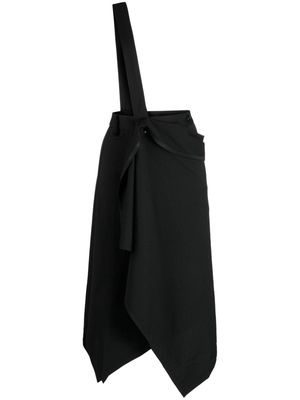 Yohji Yamamoto adjustable shoulder-strap draped skirt - Black
