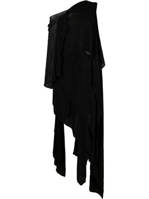 Yohji Yamamoto asymmetric cotton-blend dress - Black