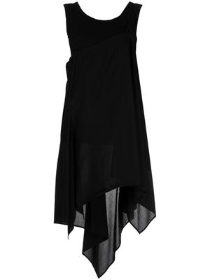Yohji Yamamoto asymmetric cotton dress - Black