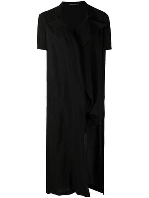 Yohji Yamamoto asymmetric-design short-sleeved coat - Black