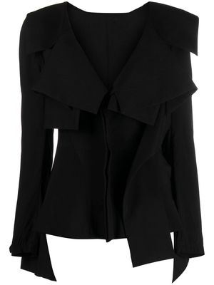 Yohji Yamamoto asymmetric-design silk blouse - Black