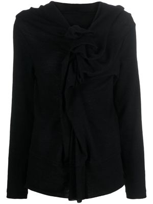 Yohji Yamamoto asymmetric-design wool jumper - Black