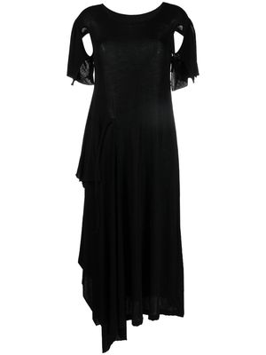Yohji Yamamoto asymmetric-detail cotton dress - Black