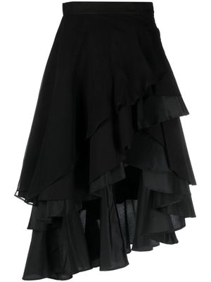 Yohji Yamamoto asymmetric flared-ruffle skirt - Black