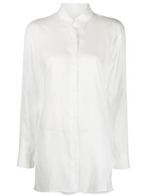 Yohji Yamamoto asymmetric-hem button-up shirt - White