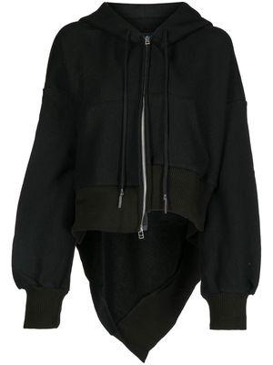 Yohji Yamamoto asymmetric-hem hooded jacket - Black