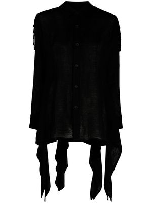 Yohji Yamamoto asymmetric-hem long-sleeve shirt - Black