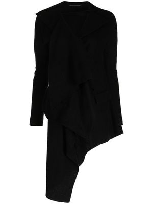 Yohji Yamamoto asymmetric-hem wool coat - Black