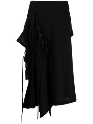 Yohji Yamamoto asymmetric-hem wool skirt - Black