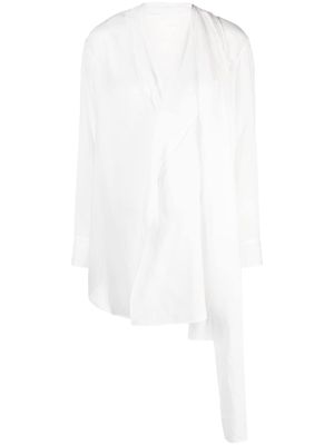 Yohji Yamamoto asymmetric long-sleeve blouse - White