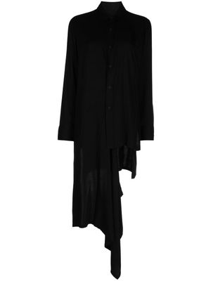 Yohji Yamamoto asymmetric long-sleeve shirtdress - Black