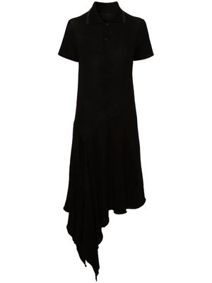 Yohji Yamamoto asymmetric midi polo dress - Black