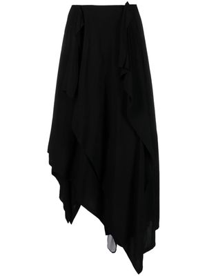 Yohji Yamamoto asymmetric silk skirt - Black