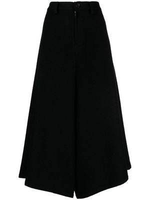 Yohji Yamamoto asymmetric wool blend culottes - Black