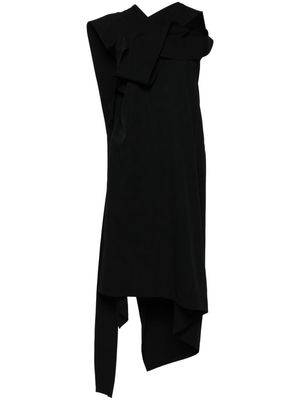 Yohji Yamamoto asymmetric wool midi dress - Black